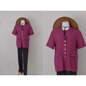 Vintage 90s‎ Magenta  2 pc Set Blouse + Tank Top by LA Cera